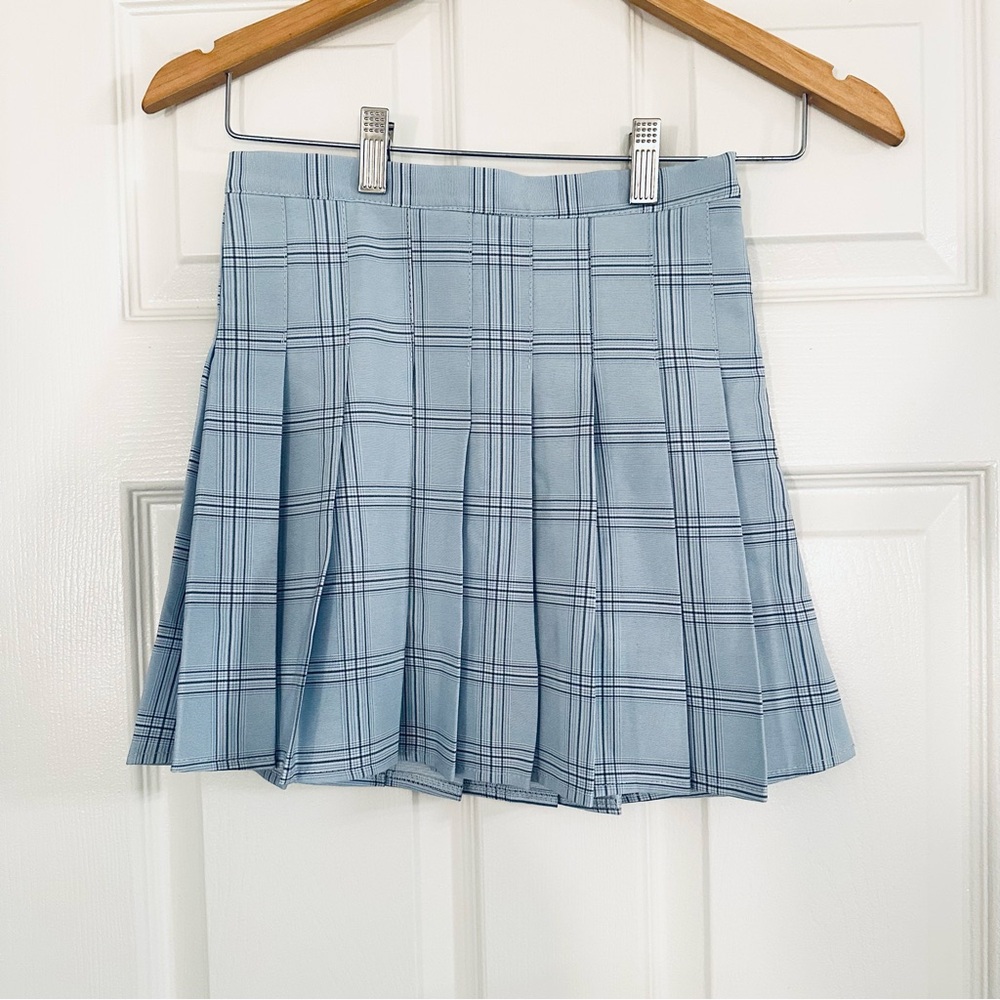 Princess Polly Light Blue Plaid Mini Skirt